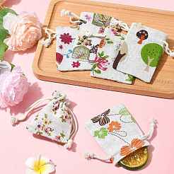 24 шт. 6-цветные мешочки из мешковины с цветочным принтом и животными ABAG-FS0001-13