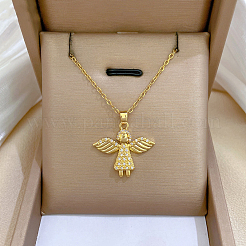 Angel 202 нержавеющая сталь микро паве прозрачные кубические цирконии подвески ожерелья для женщин FS-WG8FAC4-01