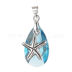 Pendentifs en forme de larme en alliage et en verre sur le thème de l'océan&nbsp;PALLOY-JF03881