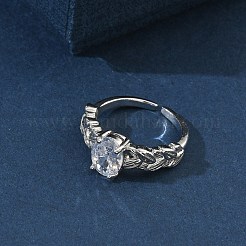 Bagues manchette ouvertes en laiton pavées d'un zircon cubique transparent.&nbsp;RJEW-H268-01P