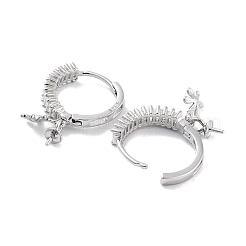 Серьги-кольца из серебра 925 пробы с родиевым покрытием и фианитами EJEW-B038-13P