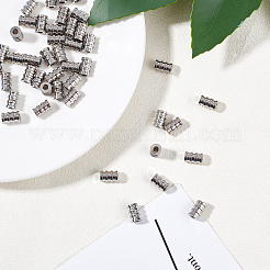 304ステンレスチューブビーズ  溝付き  コラム  ステンレス鋼色  9x6mm  穴：3mm  50個/箱&nbsp;STAS-CA0001-09P