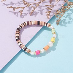 Эластичные браслеты хейши из полимерной глины BJEW-JB06026-05
