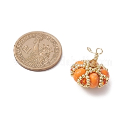 Подвески из стеклянного бисера ручной работы и синтетических окрашенных бусин императорской яшмы&nbsp;PALLOY-MZ00770