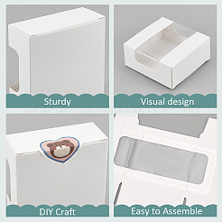 Квадратные подарочные коробки для хранения бумаги с прозрачным видимым окошком&nbsp;LS-CON-WH0095-65B