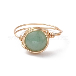 Плоское круглое кольцо на палец из натуральных и синтетических смешанных драгоценных камней RJEW-JR00564