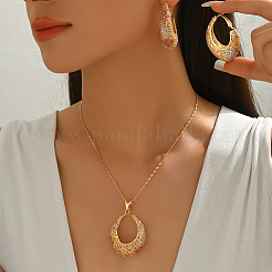 Элегантные европейские серьги и ожерелья с микропаве из кубических цирконий в форме овала для женщин&nbsp;EX4624-2