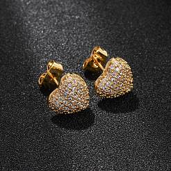 Pendientes de tuerca de circonio cúbico con micro pave de latón&nbsp;EJEW-F418-08G