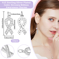 10 pièces en laiton micro pavé pendentifs en zircone cubique claire&nbsp;ZIRC-BBC0003-12