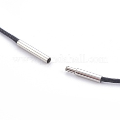 ワックスコードネックレス作り  ステンレス製の留め金付き  ブラック  18.18インチ（46.2cm）  0.8mm&nbsp;MAK-E665-04A
