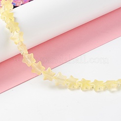 透明なガラスビーズ連  スター  淡黄色  10x10x4mm  穴：0.8mm  約40個/連  13.39~14.17インチ（34~36cm）&nbsp;GLAA-K057-01C