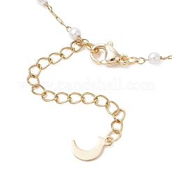 Женские браслеты на ногу из круглой искусственной жемчужины ABS и цепочек с кисточками из нержавеющей стали 304&nbsp;AJEW-AN00738-01