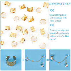 30個 5スタイル 304ステンレススチール製イヤーカフ金具  穴付き  ゴールドカラー  9.5~11.5x6~10x9.5~10.5mm  穴：0.9mm  6個/スタイル&nbsp;STAS-UN0056-22
