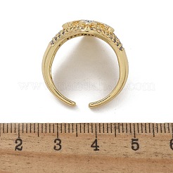 Латунные кольца-манжеты с микропаве и прозрачным цирконием для женщин RJEW-U041-05G