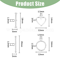 2 комплект из 2 стилей: кольцо и застежка-тогл в форме сердца из стерлингового серебра STER-DC0001-10