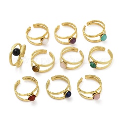 Кольца-манжеты из нержавеющей стали 316 с натуральными смешанными драгоценными камнями RJEW-Z098-01G-11