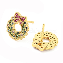 Серьги-гвоздики из латуни с фианитом EJEW-K245-48G