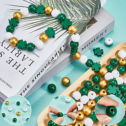 140 Stück 4 Stile Saint Patrick's Day Themen bedruckte natürliche Holzperlen-Sets&nbsp;WOOD-SP0001-29
