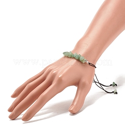 Плетеный браслет из бусин из натуральной зеленой авантюриновой крошки&nbsp;BJEW-JB08019-04