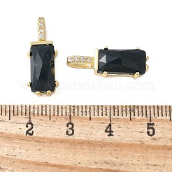 Подвески из латуни с микропаве из кубических цирконий и натурального черного агата&nbsp;KK-F892-45G-01