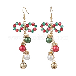 Серьги-подвески из стеклянных бусин на рождественскую тематику&nbsp;EJEW-TA00681