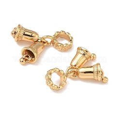 Европейские подвески-подвески в виде двойного рождественского колокольчика из латуни KK-H526-09G