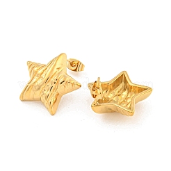 スター 304 ステンレススチール イヤリング  女性用スタッドピアス  ゴールドカラー  21x23mm&nbsp;EJEW-L290-013G