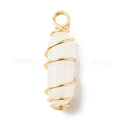 Colgantes puntiagudos de doble terminal de jade blanco natural&nbsp;PALLOY-JF01685-05