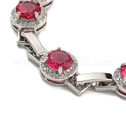 Браслеты-цепочки с плоскими круглыми стеклянными звеньями&nbsp;BJEW-H604-02P-06