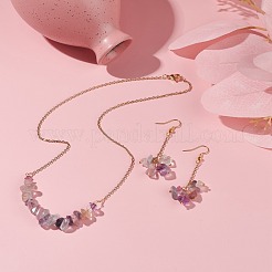 Ensemble de bijoux en perles de fluorite naturelle&nbsp;SJEW-JS01230-02