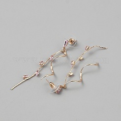 Латунь микро проложить кубический цирконий болтающиеся серьги стержня&nbsp;EJEW-WH0004-192KCG