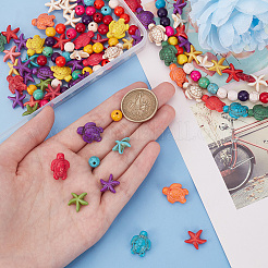 6 нити 3 стилей синтетические бирюзовые бусины нити TURQ-NB0001-24