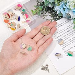 10ペア10スタイルのウォールナットウッドスタッドピアス金具  穴と304ステンレスピン付き  304ステンレススチール製イヤーナット20個付き  半円形＆楕円形＆ファン＆花＆台形  ペルー  8~27x11~18mm  穴：0.6~1.8mm  1ペア/スタイル&nbsp;MAK-OC0002-01
