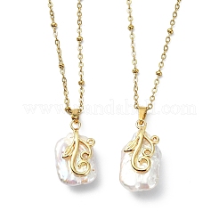 Colliers pour femmes avec pendentif rectangulaire en perle baroque keshi en forme de fleur&nbsp;NJEW-JN06173