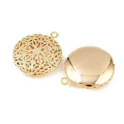 Плоские круглые полые латунные подвески-медальоны&nbsp;KK-K414-11B-G