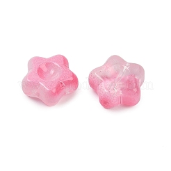 透明ガラスビーズ  スター  焼き付け塗料  淡いバイオレットレッド  10.5x11x5mm  穴：1mm&nbsp;DGLA-E004-12L