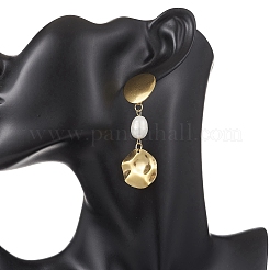 Плоские круглые серьги-гвоздики с натуральным культивированным пресноводным жемчугом EJEW-JE06755