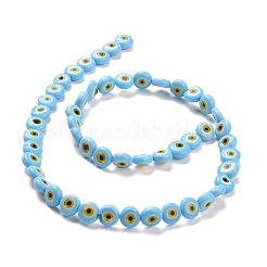 Handmade bösen Blick lampwork flache runde Perle Stränge&nbsp;LAMP-L058-8mm-17