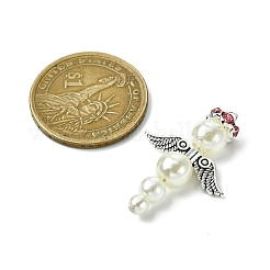 Бусины из искусственного жемчуга из АБС-пластика с латунными бусинами-разделителями из стразов и бусинами из сплава в тибетском стиле и бусинами из сплава в тибетском стиле PALLOY-JF03280-01