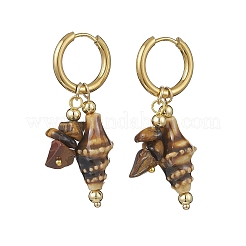 Boucles d'oreilles créoles en laiton en forme de coquillage&nbsp;EJEW-JE06747-02