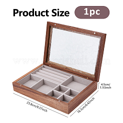 Rechteckige Schmuckaufbewahrungsboxen aus Holz mit Magnetverschluss&nbsp;CON-WH0112-095