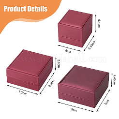 3 шт. 3 набора коробок для хранения ювелирных изделий из искусственной кожи с бархатной подкладкой CON-DC0001-05