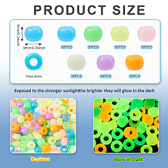 210шт 7 цвета светящиеся акриловые бусины&nbsp;OACR-TA0003-23