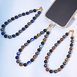 Круглая цепочка с драгоценными камнями и сглазом лэмпворк HJEW-AB00365