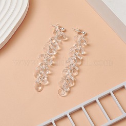 Серьги-гвоздики с кисточками и стеклянными дисками EJEW-TA00214