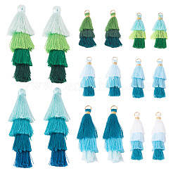 16 Stück 8 Stile Polycotton (Polyester-Baumwolle) Quastenanhänger Dekorationen&nbsp;FIND-TA0009-19