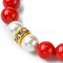 Браслеты на день святого валентина из натурального окрашенного нефрита Машан с бусинами для женщин BJEW-TA00575