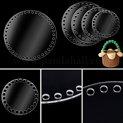 透明アクリルかぎ針編みバスケットベース5個、5スタイル  編みかご用  フラットラウンド  透明  100~200x3mm  穴：8mm  1個/スタイル&nbsp;DIY-PH0009-20