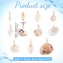 44 шт. 11 подвески из натуральных ракушек и жемчуга в разных стилях&nbsp;PALLOY-PH01922