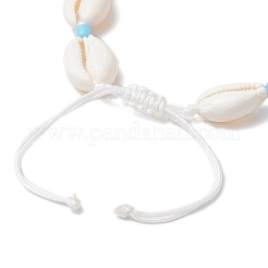 Браслеты из бисера с подвесками из натуральной ракушки каури и сплава для женщин&nbsp;BJEW-JB11905